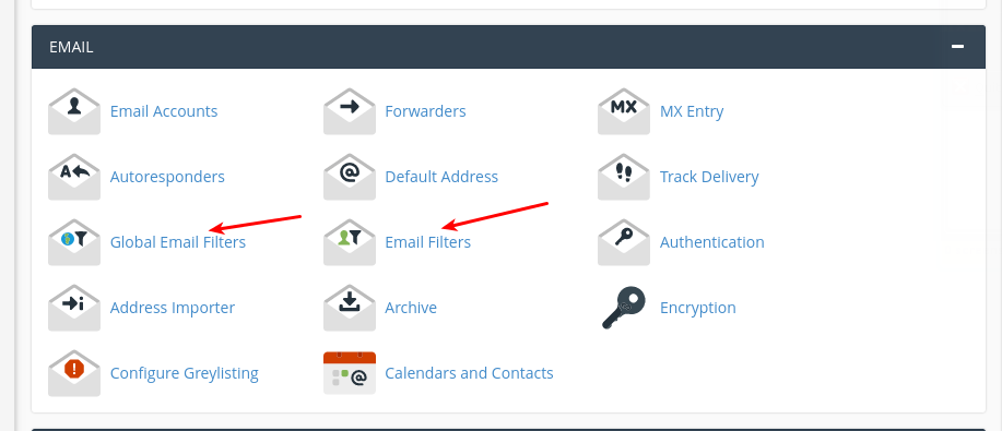 cPanel Email Options cPanel Email Options
